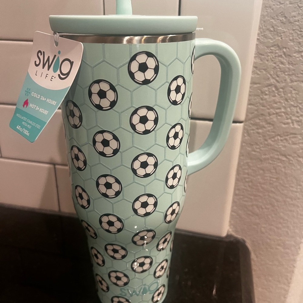 Soccer Print Swig Life Tumbler